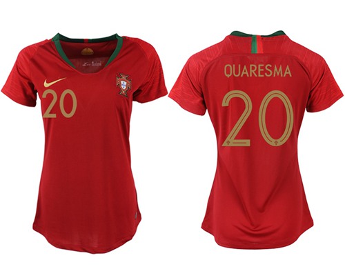 Women's Portugal #20 Quaresma Home Soccer Country Jersey - Click Image to Close
